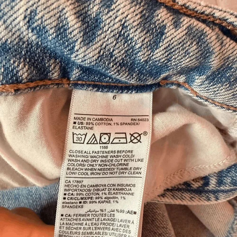 Old Navy Power Slim Straight High Rise Jeans Distressed Light Button Fly Ripped